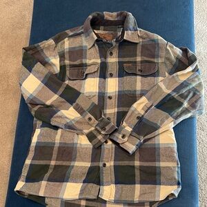 Orvis Blue Gray and Green Plaid Shirt men’s M